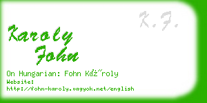 karoly fohn business card